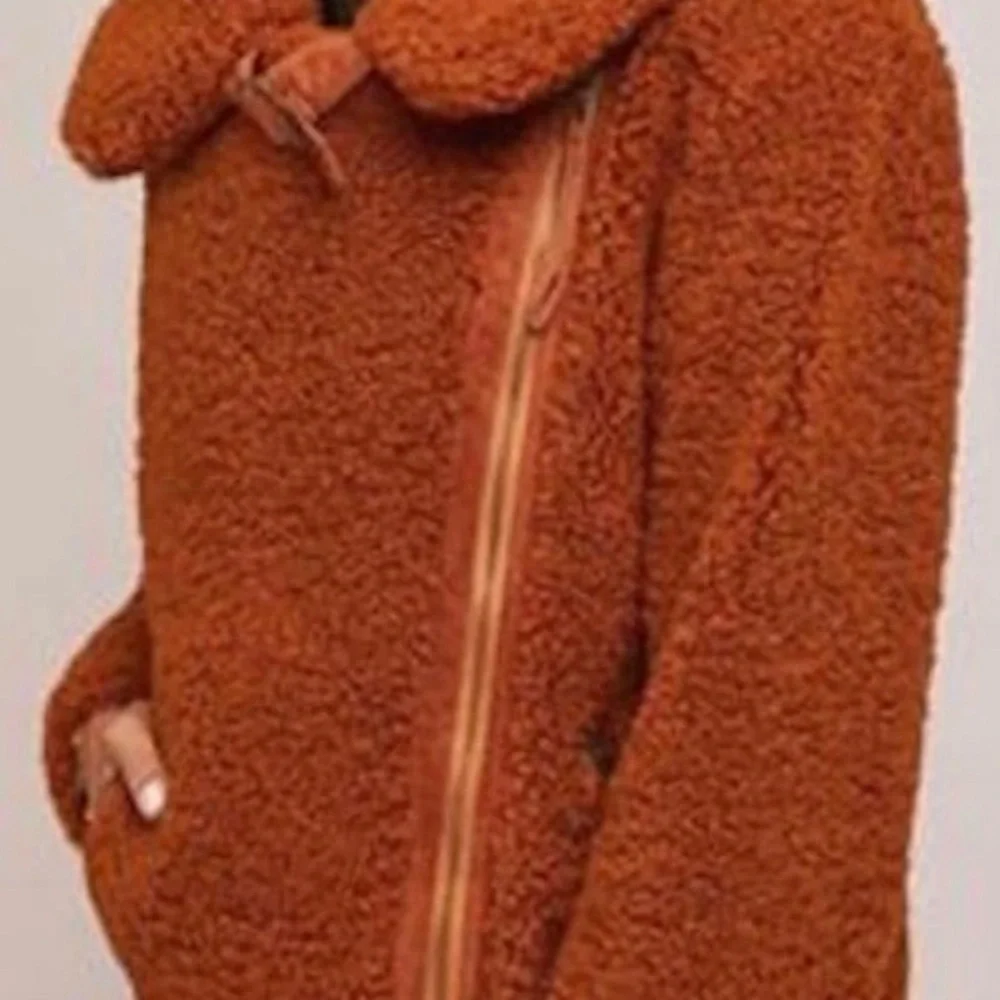 Anthropologie Marrakech sherpa teddy moto jacket rust /bronze color small - Picture 4 of 12